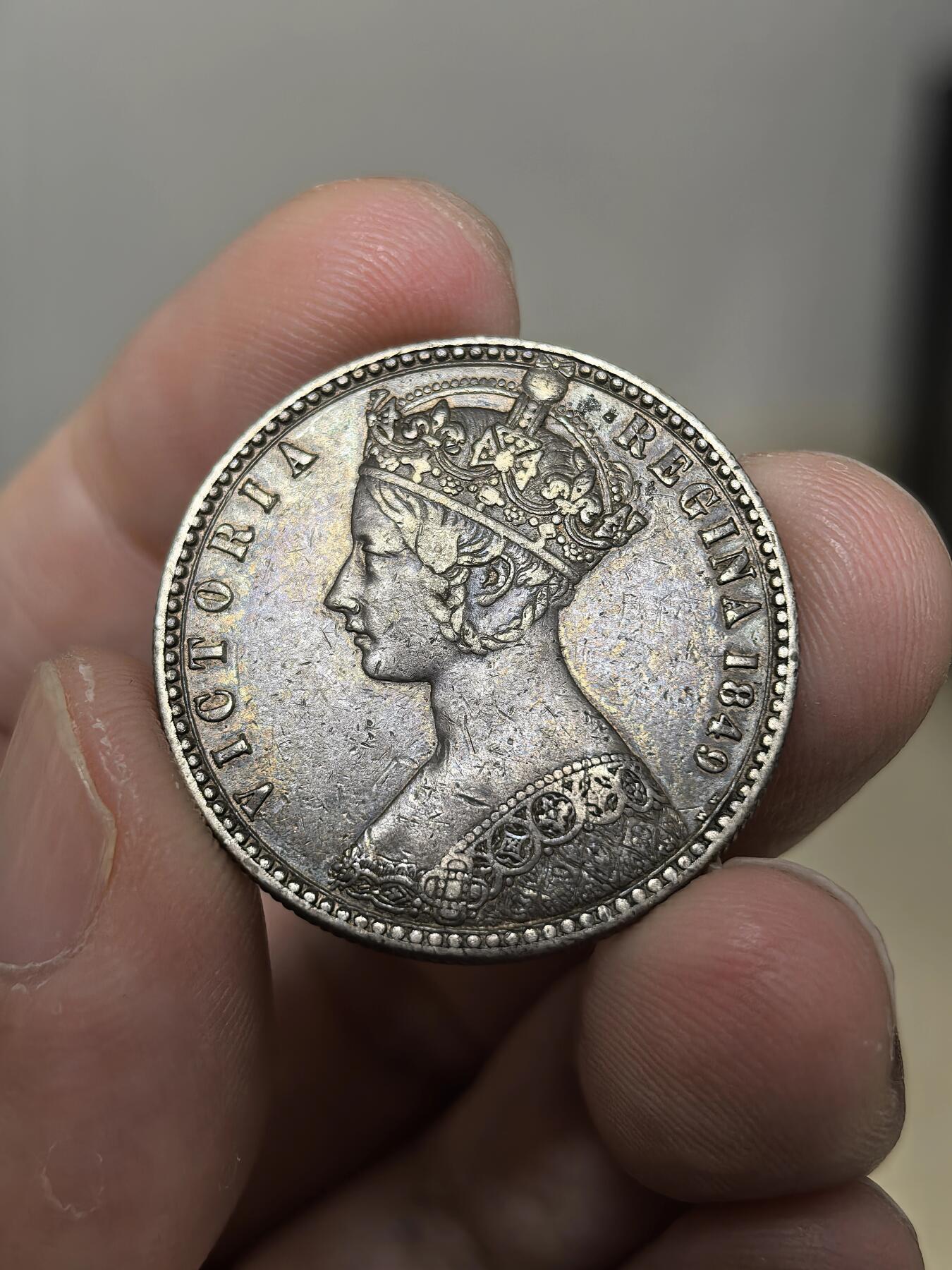 博洋堂“物美丰成”11月精品专场暨第145期（全场包邮） 英国1849年维多利亚哥特式无神版弗洛林银币