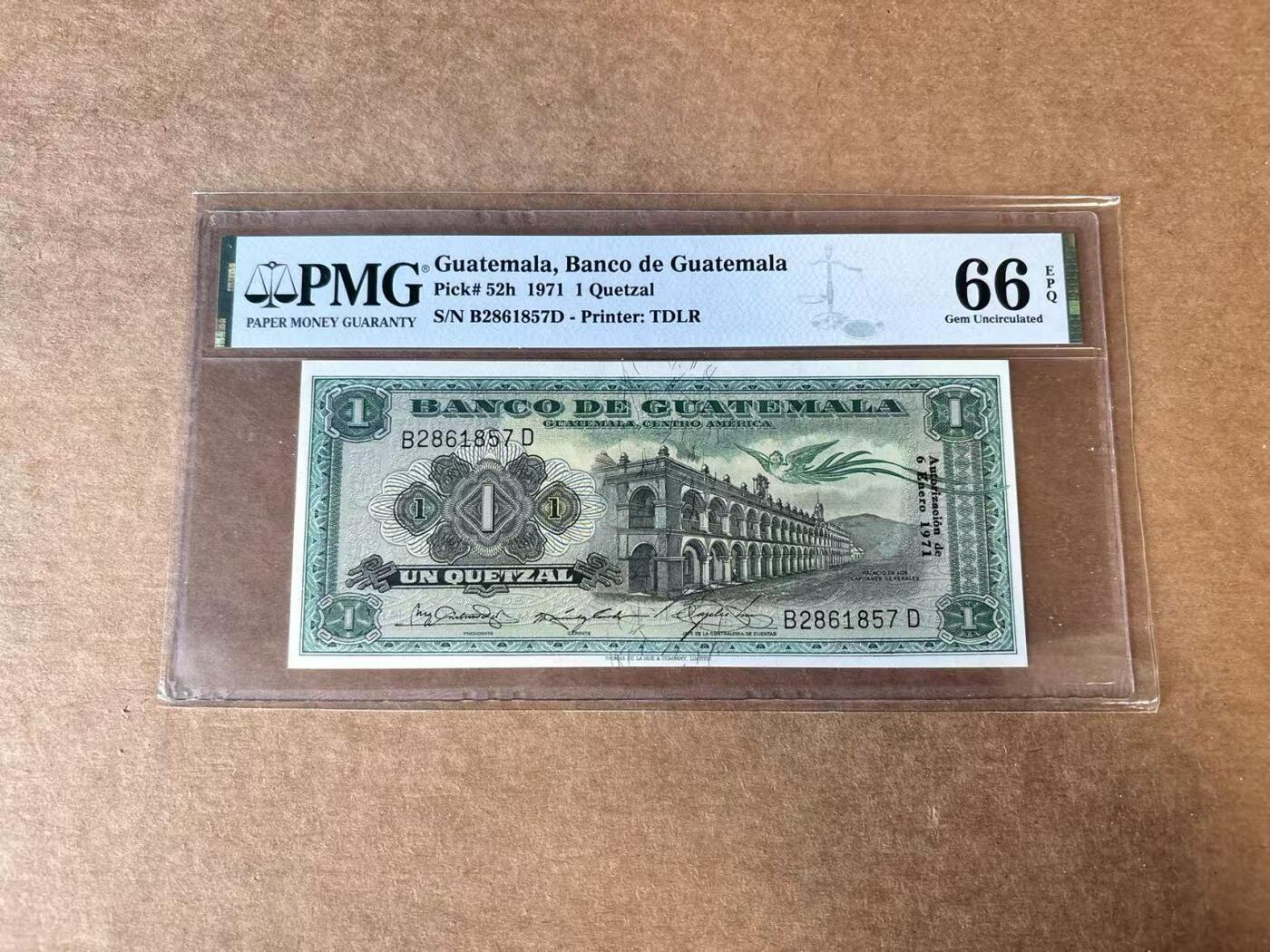 【Blue Auction】世界纸币精拍第747期——18级TOP拍卖/信誉/品质/专业/高效💫 危地马拉 1971年1格查尔 PMG66EPQ 