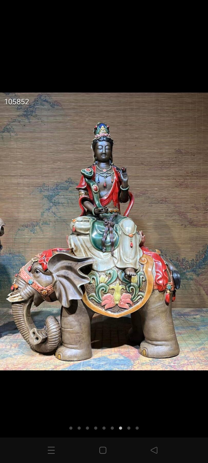 紫砂挂釉文殊菩萨，普贤菩萨，工艺精湛，造型微妙微翘，保存非常完整！