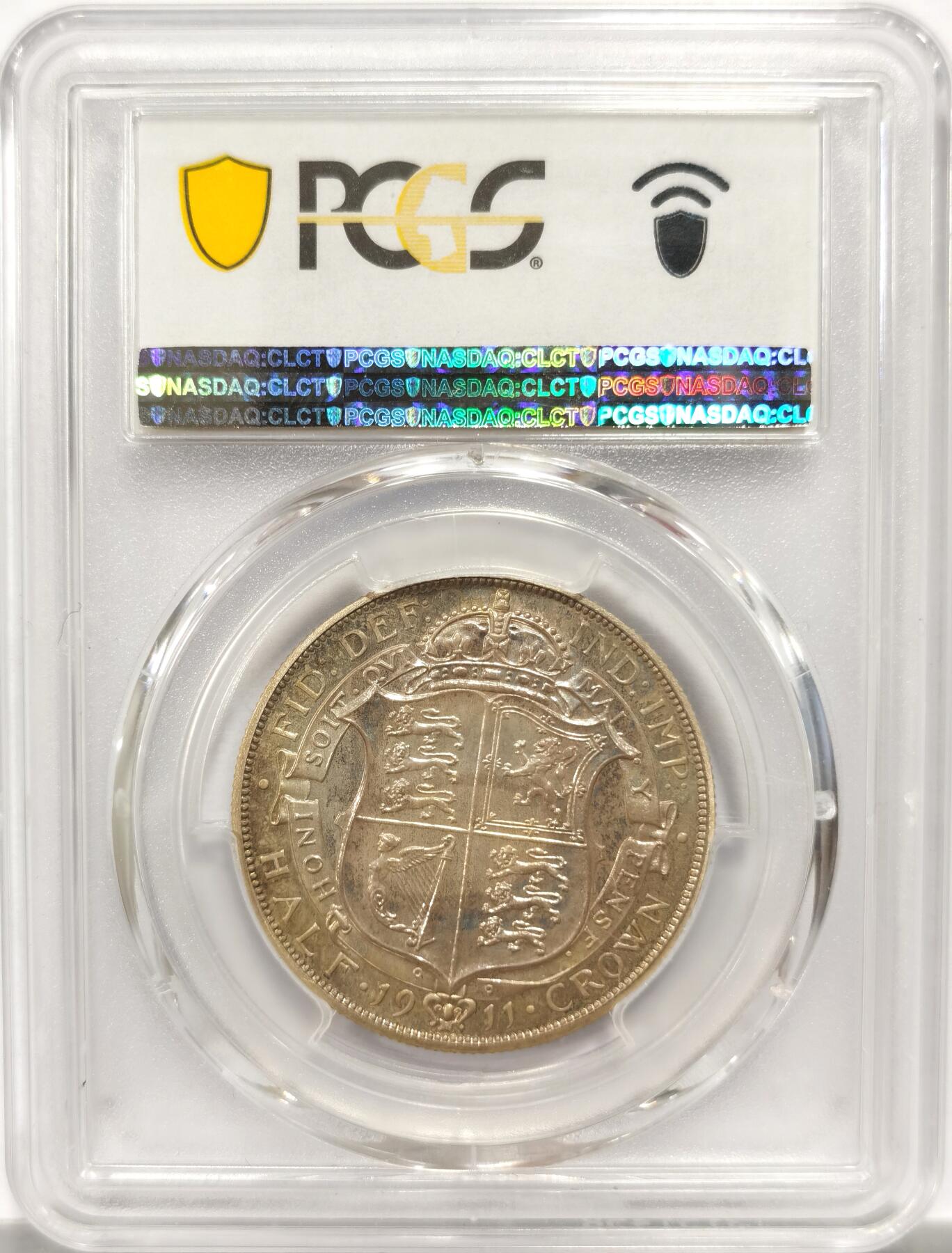 博洋堂“物美丰成”11月精品专场暨第145期（全场包邮） PCGS PR65 英国1911年乔治五世1/2克朗精制银币 镜面效果很好，发财金好彩，状态贼好