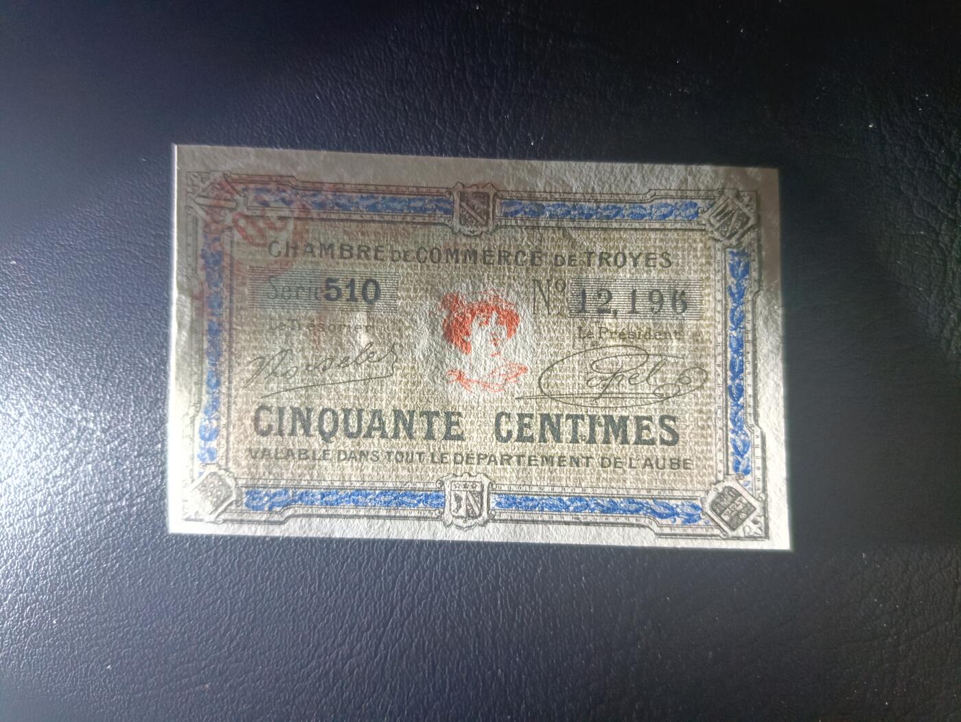 2025十一月第二期，总第200期 法国香槟大区商会1926年50生丁代币UNC，一战至一战后此种地方商会发行代币曾流行一时