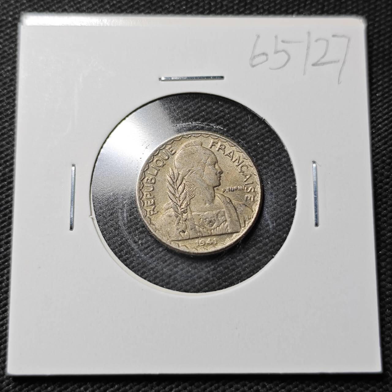 KK钱币收藏小铺  第365场  2月预留时间 周末发货  1941法属印支10分