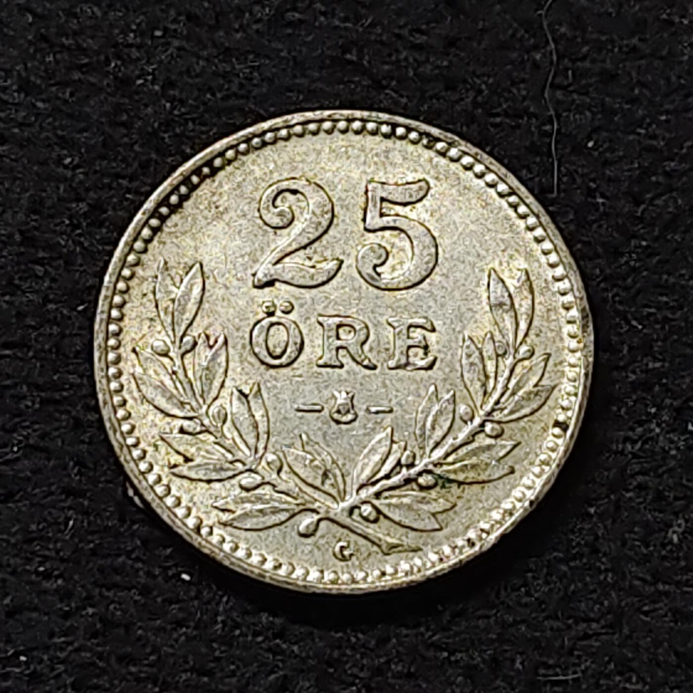 【全场包邮】纯粹捡漏拍474场（免费代拍第11场） 瑞典1930年古斯塔夫五世25欧尔银币