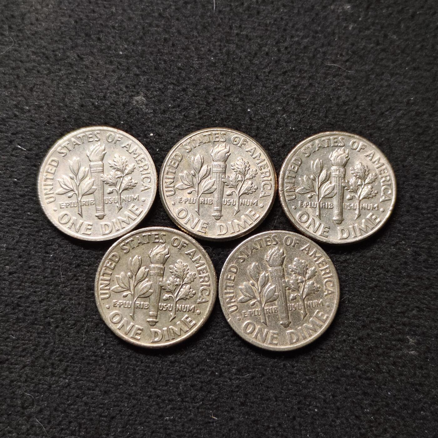 【全场包邮】纯粹捡漏拍474场（免费代拍第11场） 美国各年份罗斯福10分5枚一组