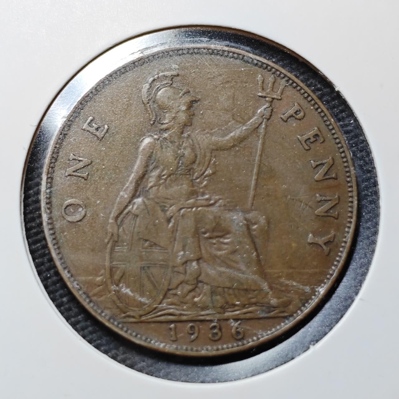 KK钱币收藏小铺  第365场  2月预留时间 周末发货  1936英国1便士铜币