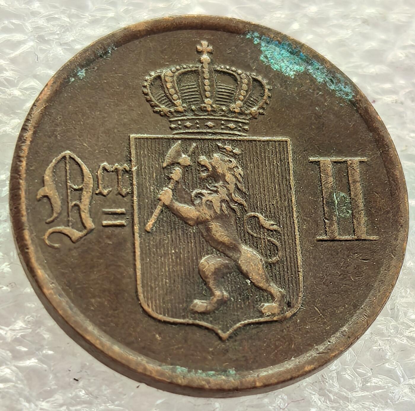  外国优质老铜币银币，周六九点倒数截拍，满百包邮，可寄存半年，喜欢朋友微信扫描二维码可直接参拍 挪威1889年2欧尔老铜币