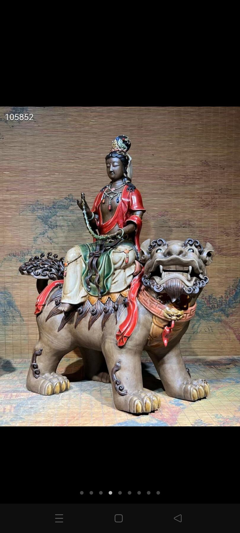 紫砂挂釉文殊菩萨，普贤菩萨，工艺精湛，造型微妙微翘，保存非常完整！