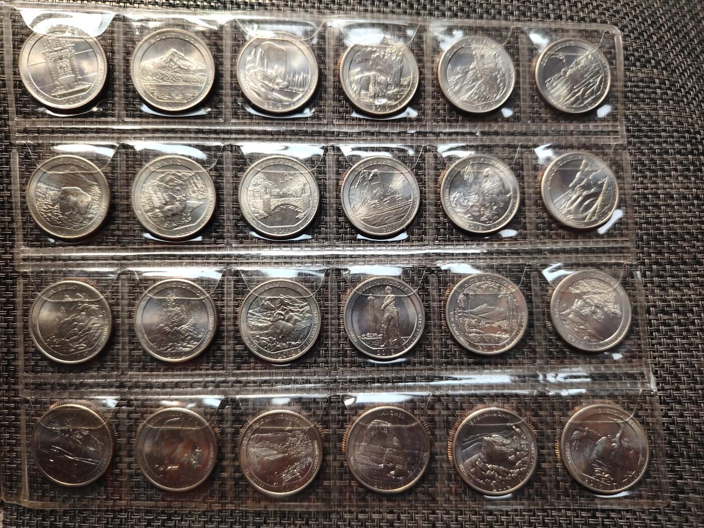 布加迪🐬～世界钱币(上海)🌾第 258 期 /  各国套币和散币 美国🇺🇸 2011年 25美分 国家公园纪念币系列5枚