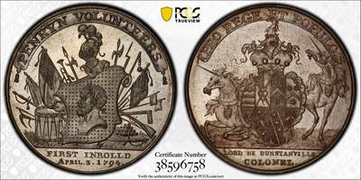 万国钱币拍卖第054期 - PCGS MS64 1794年英国康沃尔郡1/2便士代用币 双独角兽护盾极为罕见品种