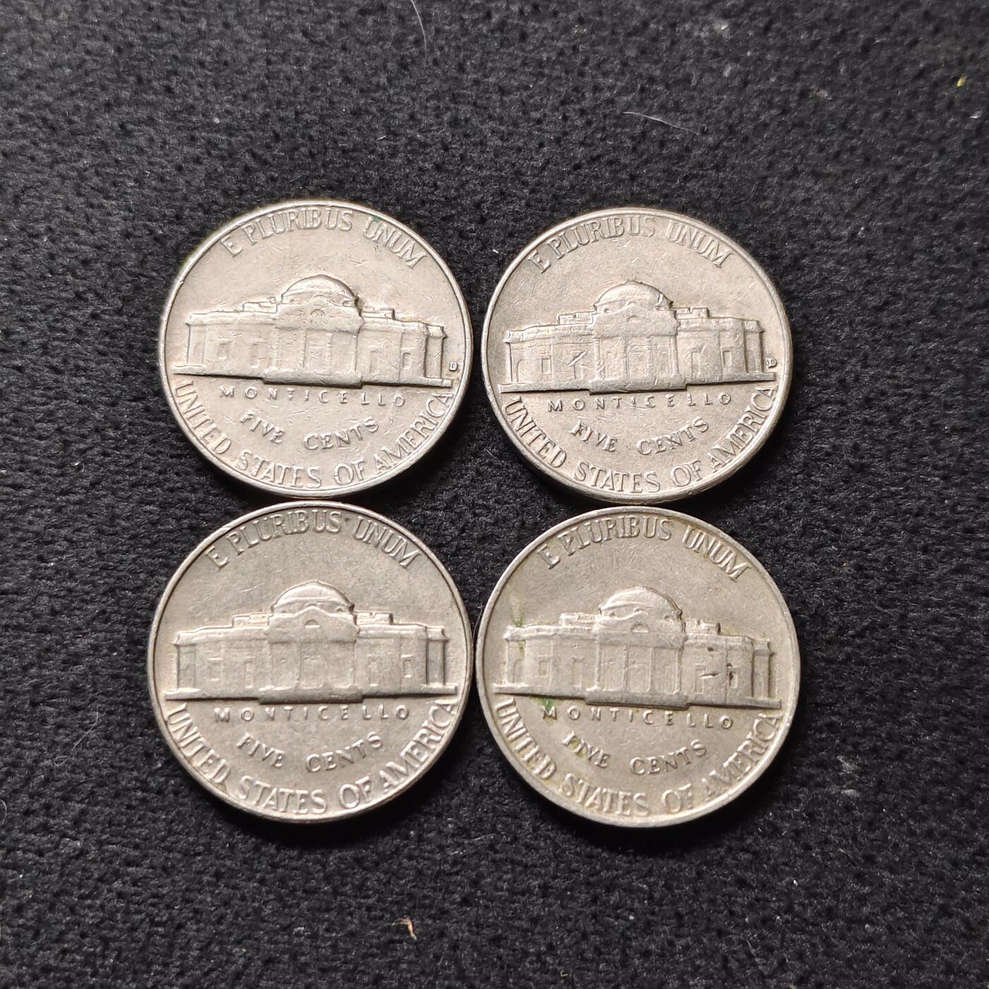 【全场包邮】纯粹捡漏拍474场（免费代拍第11场） 美国各年份（60-70年代）杰斐逊5分4枚一组