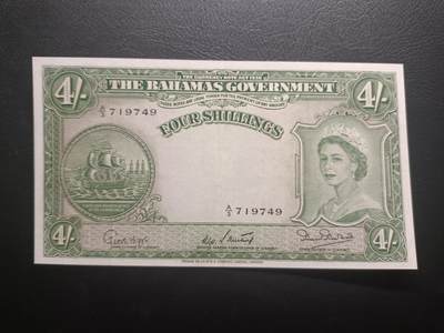 2025十一月第二期，总第200期 - 英属巴哈马1953版4先令AUNC，大皇冠女王和总督府徽章