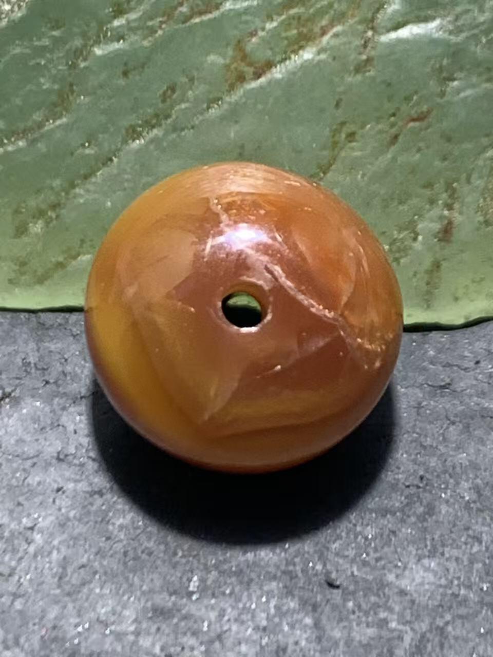 冻料战国红玛瑙老形通货桶珠一个