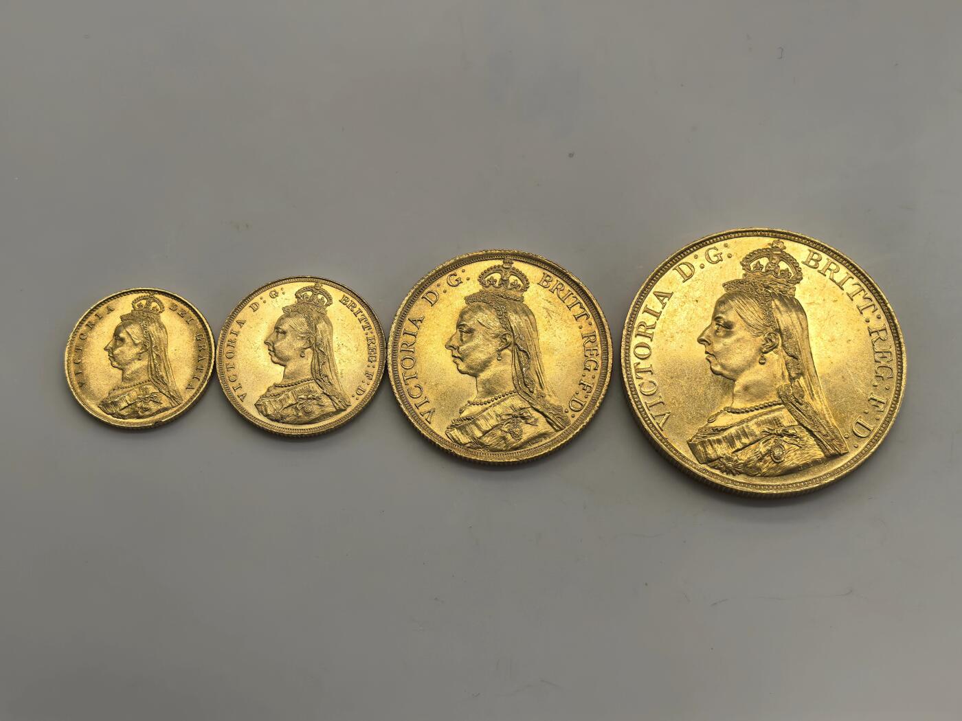 博洋堂“物美丰成”11月精品专场暨第145期（全场包邮） 英国1887年维多利亚女王50周年金禧金银币大全套11枚原盒套币