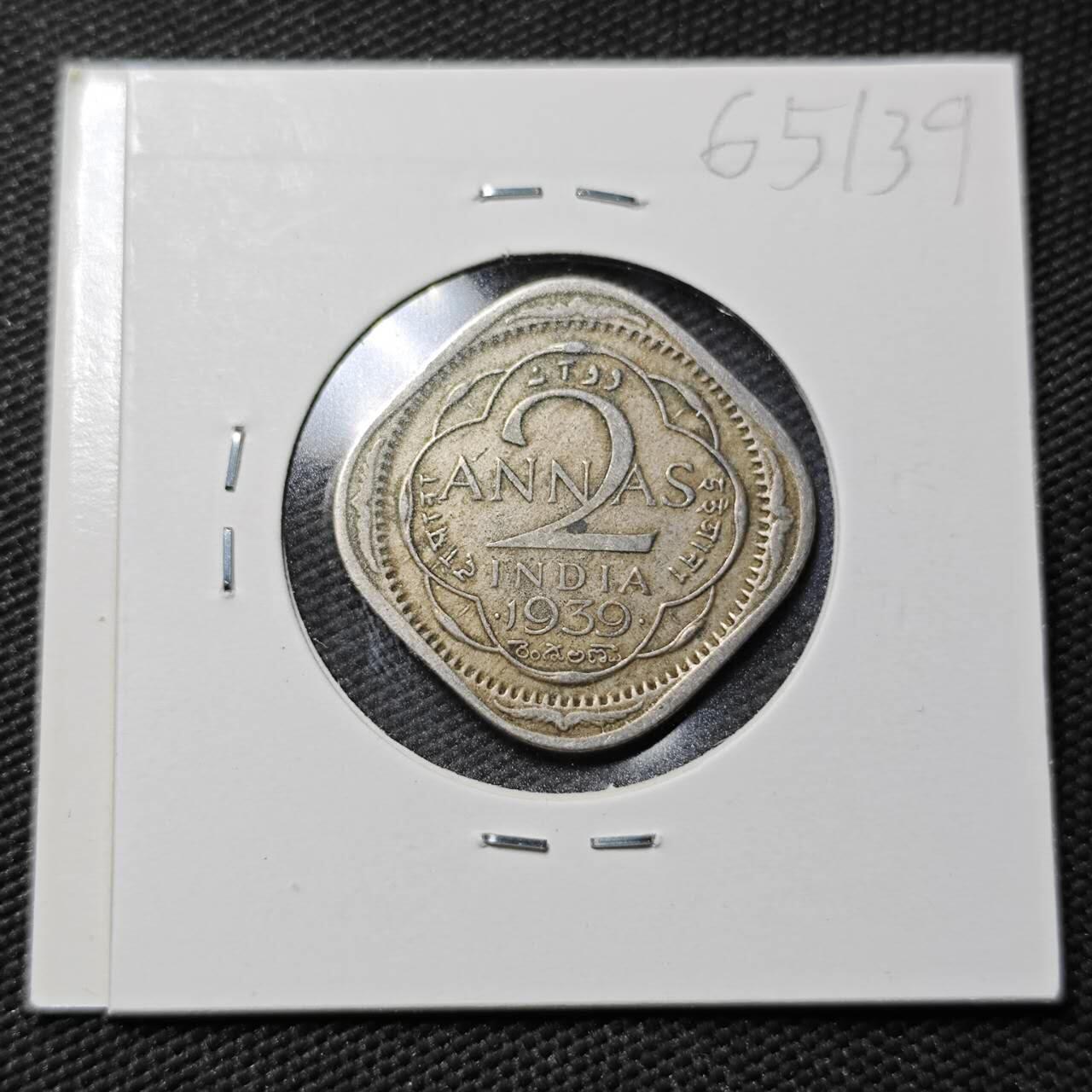 KK钱币收藏小铺  第365场  2月预留时间 周末发货  1939英属印度2安娜