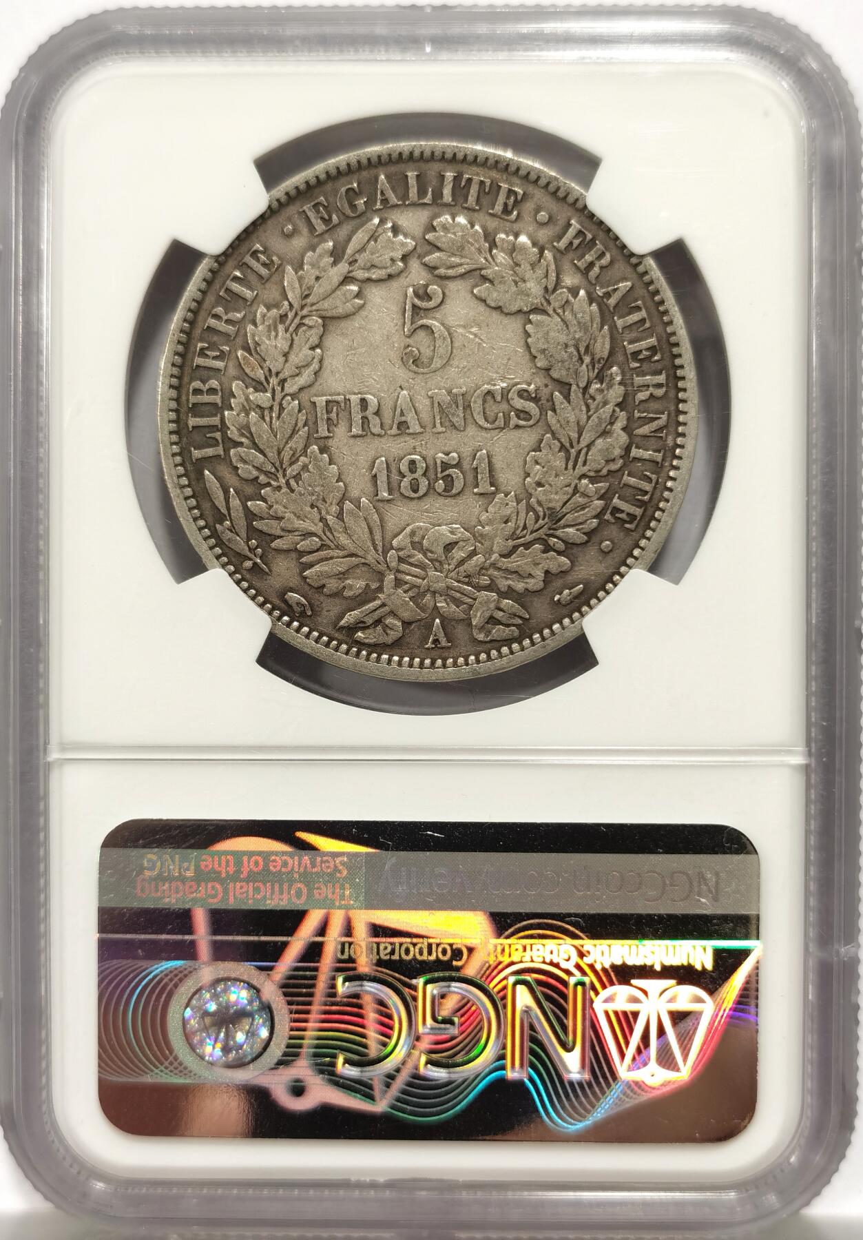博洋堂“物美丰成”11月精品专场暨第145期（全场包邮） NGC XF45 法国1851年第二共和国谷物女神5法郎大银币 热门品种