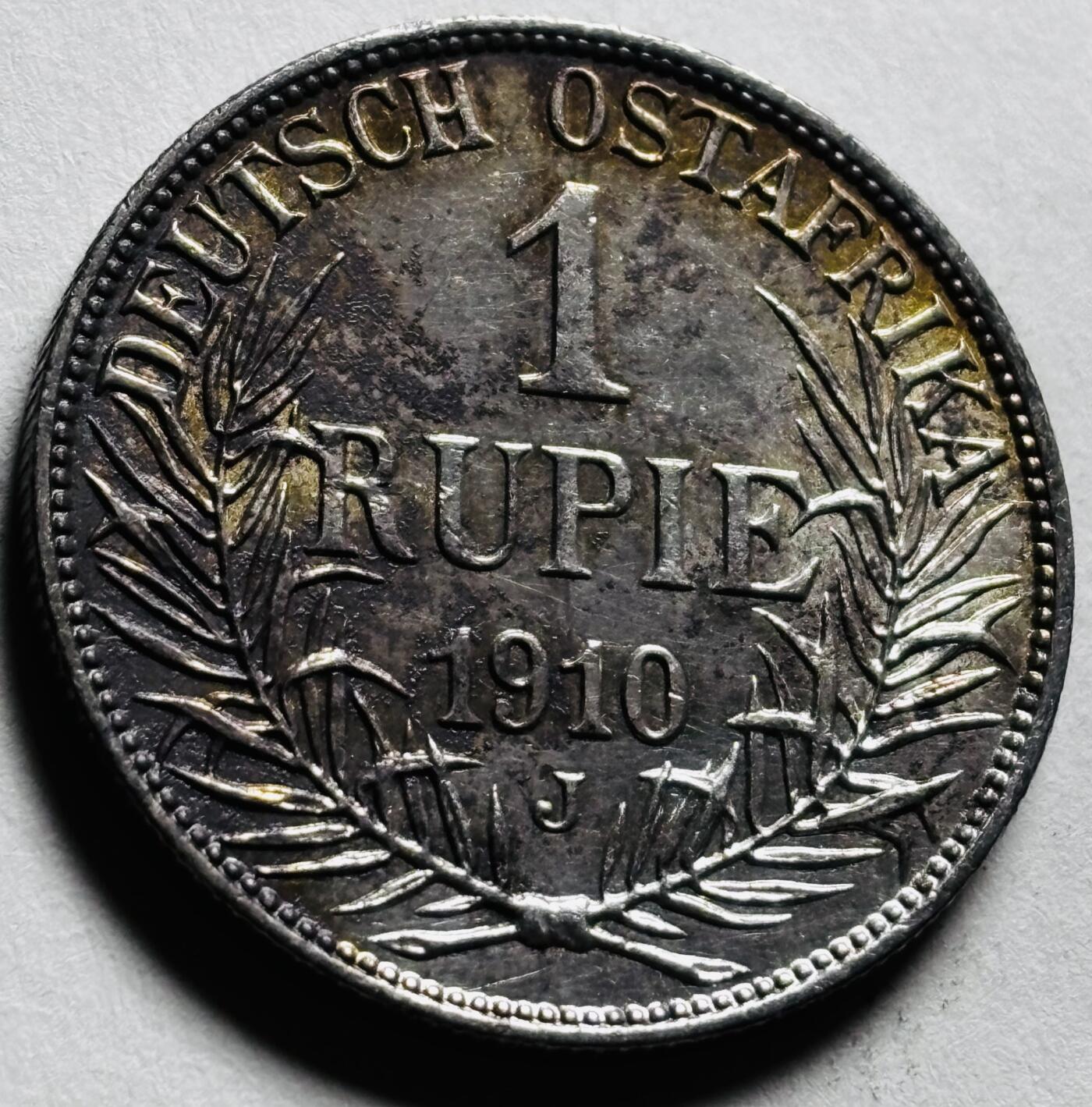 文馨钱币收藏第 279 场，银币，纪念铜章场 长期接收代拍品 带光好品 1910 年英属东非 1 卢比银币，917 高银