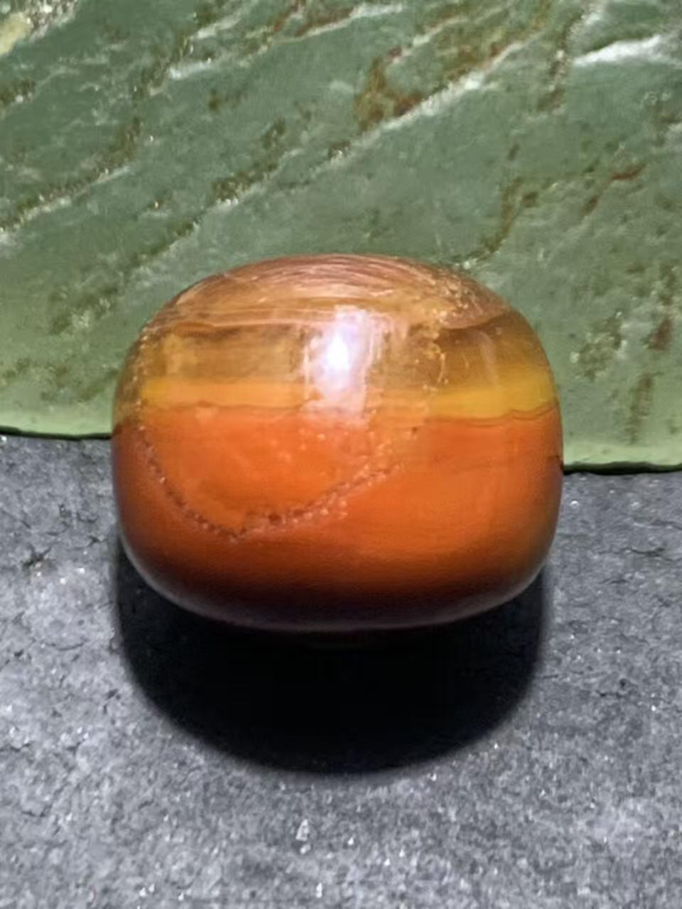 冻料战国红玛瑙老形通货桶珠一个