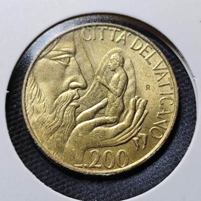 KK钱币收藏小铺  第365场  2月预留时间 周末发货 -  梵蒂冈200里拉 好品