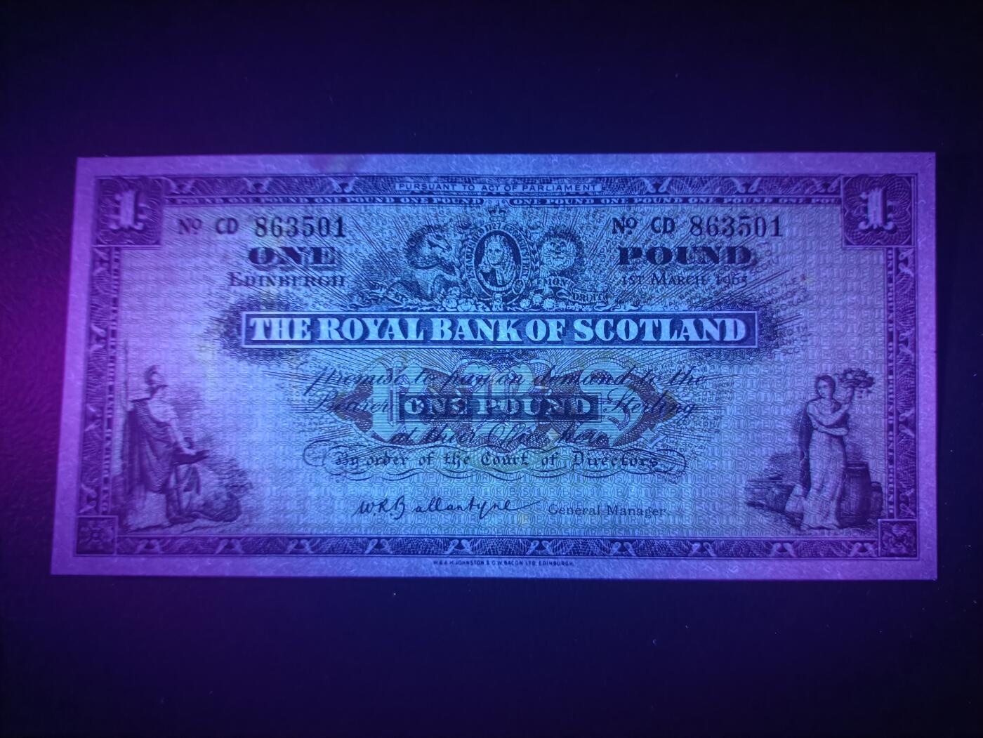 2025十一月第二期，总第200期 苏格兰皇家银行1965年UNC-无47，不列颠女神和拿花女神/爱丁堡和格拉斯哥的分行