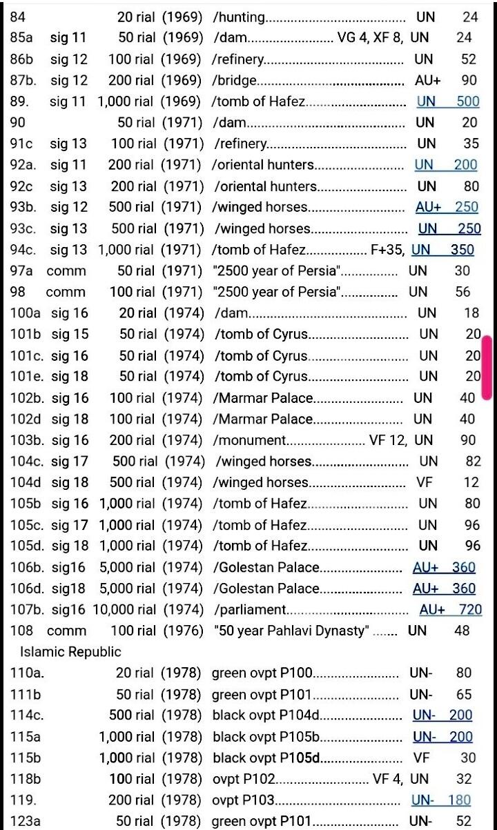 伊朗1974年50里亚尔靓品纸币3枚一组