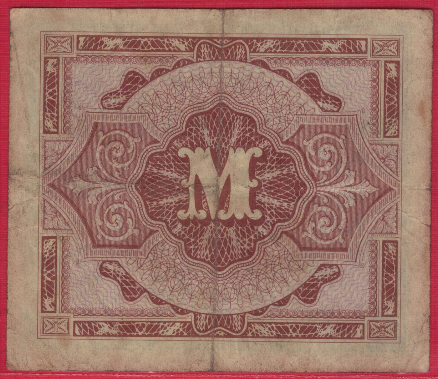 德国1944年1/2马克(半马克 0.5马克) 二战盟军占领德国后发行(英占区) P-191a 9位号码 F标识 实物图 八五品