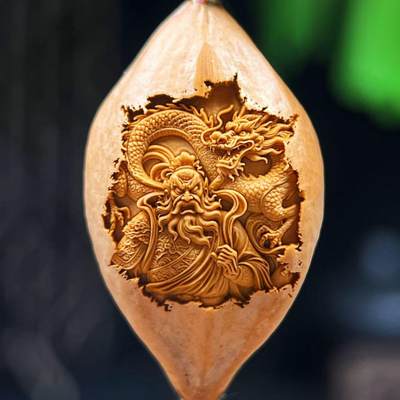 听雨轩（二十）竹雕 核雕专场 - 橄榄核雕 2.0御龙钟馗 单粒