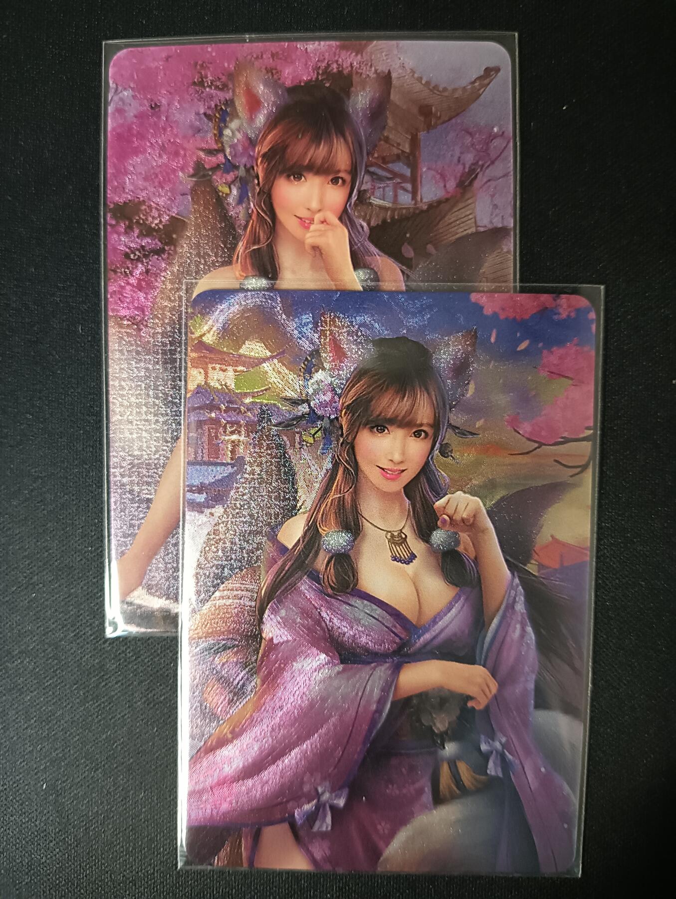 花开卡拍第46期（11月9号周日截拍，品控勿拍!!!拍品不寄存，运费5元，自制卡难免瑕疵，可能存在轻微撞角爆边等出厂瑕疵，品控介意勿拍！） 宁缺卡牌 玉藻前-桃乃 二渐变 粗闪