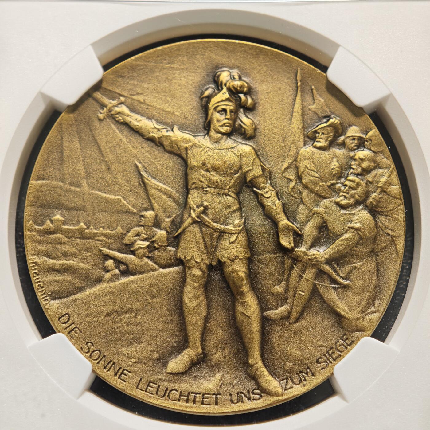 【德藏】世界币章拍卖第152期（拍品征集中~欢迎藏友联系） 1926年 瑞士穆尔滕战役450周年纪念铜章  浮雕感极强 人物刻画传神 NGC MS64BN 穆尔滕战役‌是1476年瑞士联邦与勃艮第公国在瑞士穆尔滕地区爆发的关键战役(详细介绍请看拍品介绍)