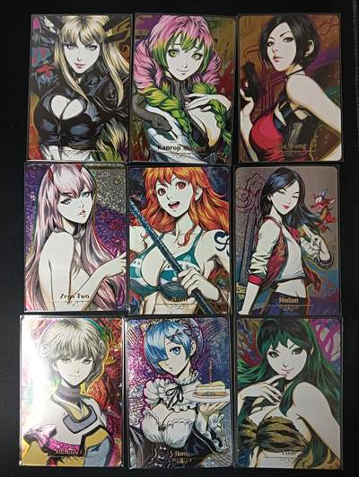 花开卡拍第46期（11月9号周日截拍，品控勿拍!!!拍品不寄存，运费5元，自制卡难免瑕疵，可能存在轻微撞角爆边等出厂瑕疵，品控介意勿拍！） - 藏无缺卡牌 璇哥 画师刘哥同人系列9张 钻闪