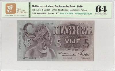 2025十一月第二期，总第200期 - 荷属东印度（现印度尼西亚）1939年5盾TQG64分百位小倒置号00916，民族服饰和四文告示