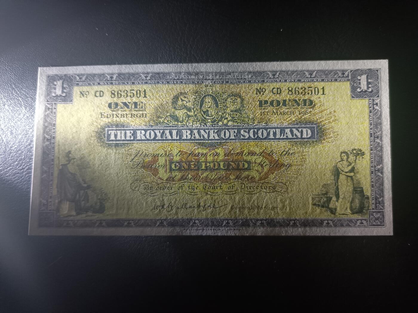 2025十一月第二期，总第200期 苏格兰皇家银行1965年UNC-无47，不列颠女神和拿花女神/爱丁堡和格拉斯哥的分行