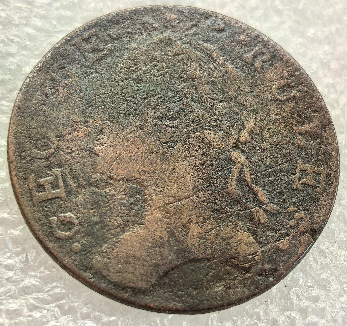  外国优质老铜币银币，周六九点倒数截拍，满百包邮，可寄存半年，喜欢朋友微信扫描二维码可直接参拍 英国查尔斯三世半便士