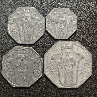 【德藏】世界币章拍卖第152期（拍品征集中~欢迎藏友联系） - 4枚一组 德国德紧时期铁币 铁币保存不易