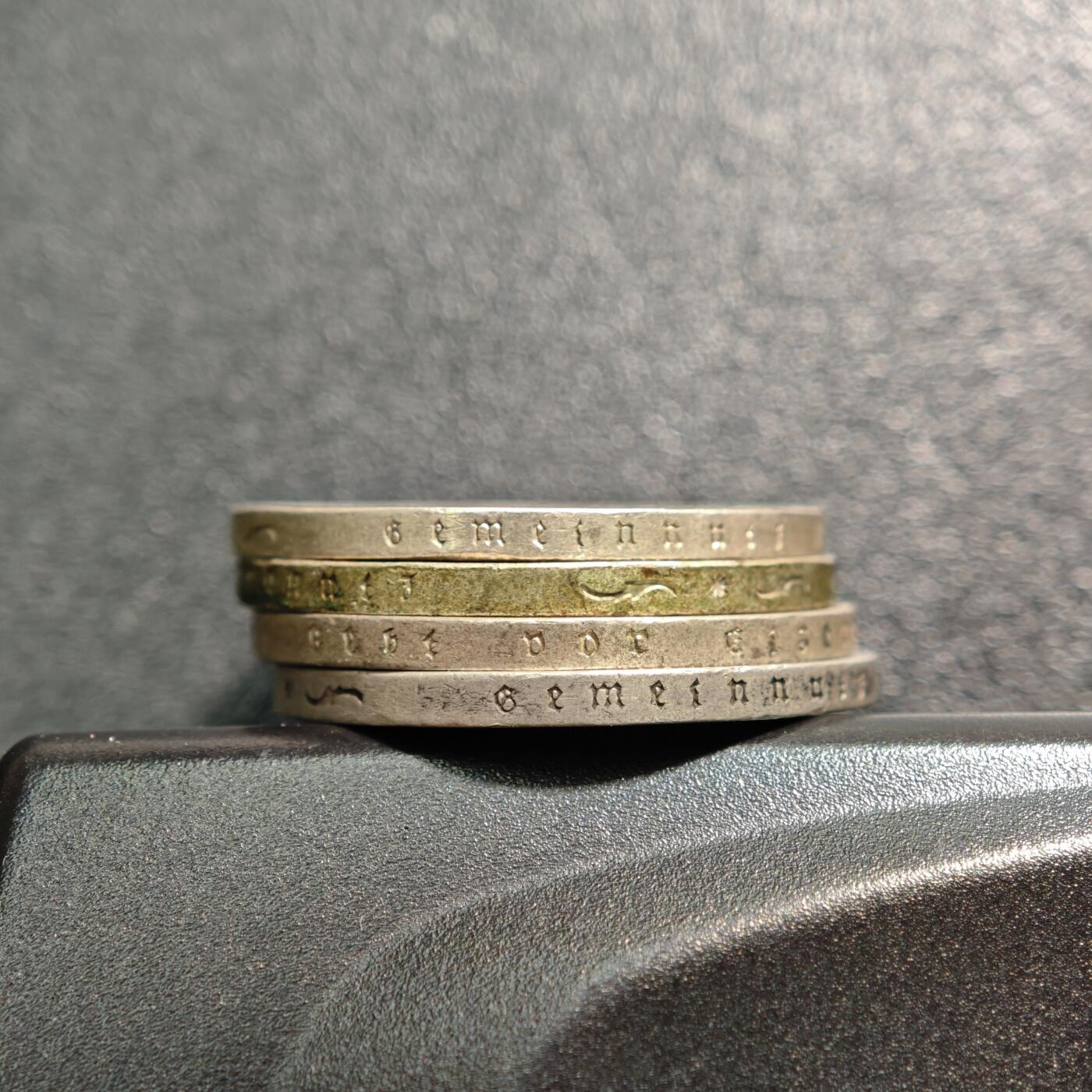 【德藏】世界币章拍卖第152期（拍品征集中~欢迎藏友联系） 4枚一组 1937-38年 德国兴登堡头像2马克银币 原味包浆 直径约：25mm/枚；重约：8g/枚