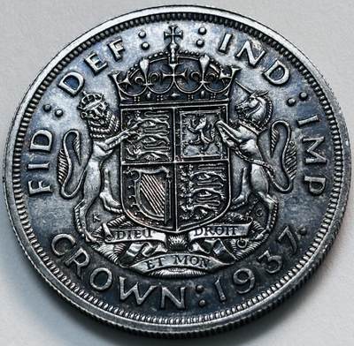 文馨钱币收藏第 279 场，银币，纪念铜章场 长期接收代拍品 - 少见老包浆 1937 年英国乔治六世 1 克朗大银币，登基版