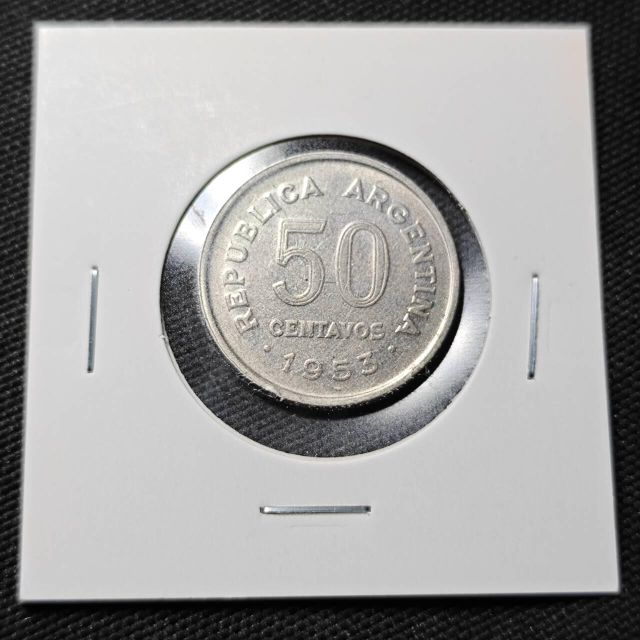 KK钱币收藏小铺  第365场  2月预留时间 周末发货  1953阿根廷50分