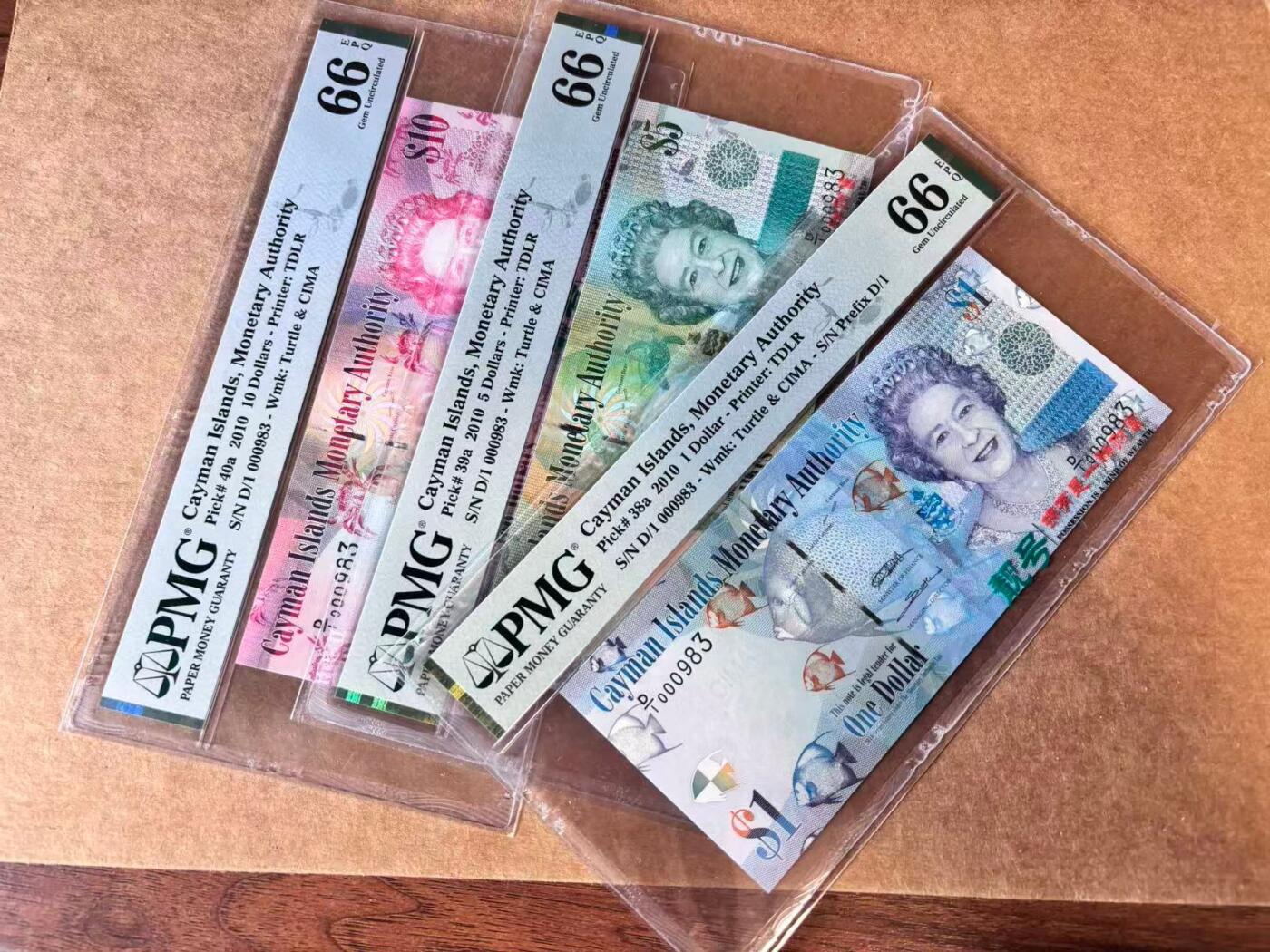 【Blue Auction】世界纸币精拍第747期——18级TOP拍卖/信誉/品质/专业/高效💫 【一组6张 首发全同百位小号无47】开曼群岛2010年1-100元 女王  PMG66EPQ-65EPQ