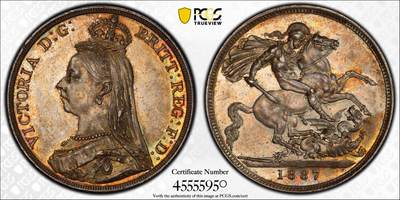 博洋堂“物美丰成”11月精品专场暨第145期（全场包邮） - PCGS MS63 英国1887年维多利亚女王高冠马剑热门品种，双面锦盒金彩寓意美好，欢迎收藏！