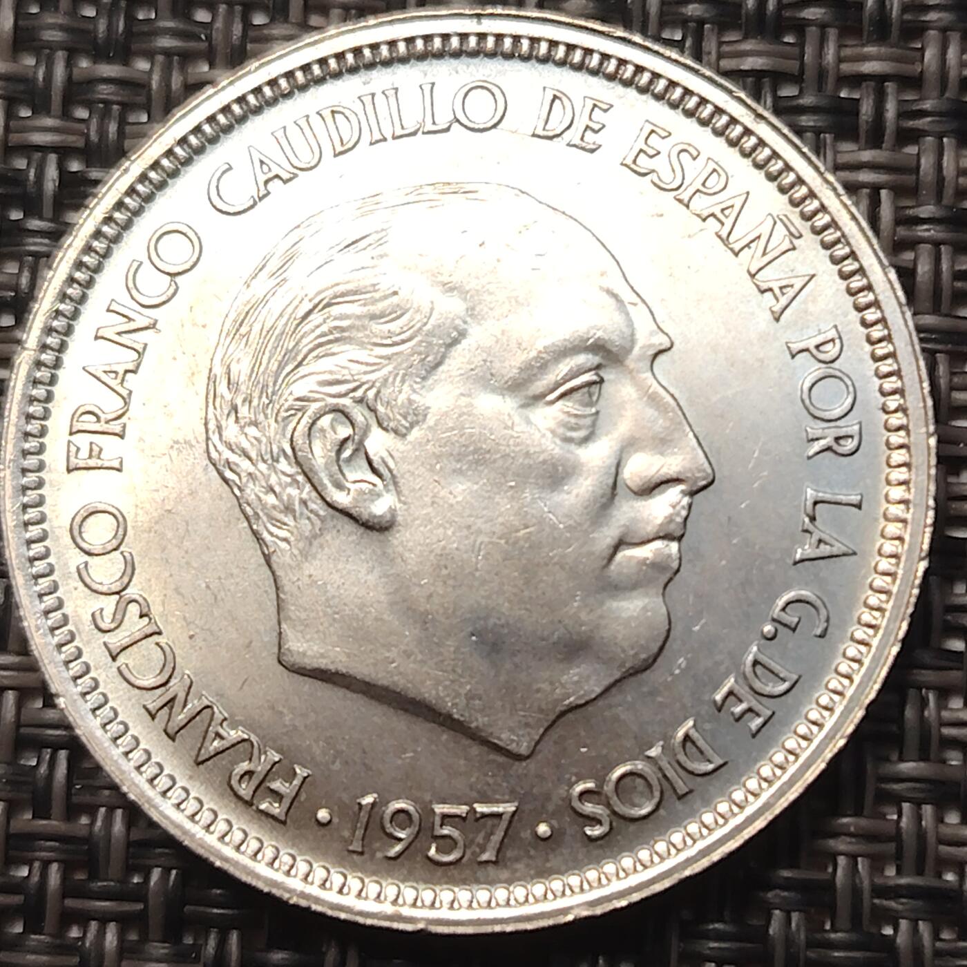 布加迪🐬～世界钱币(上海)🌾第 258 期 /  各国套币和散币 西班牙🇪🇸 1957年 50比赛塔 原光好品