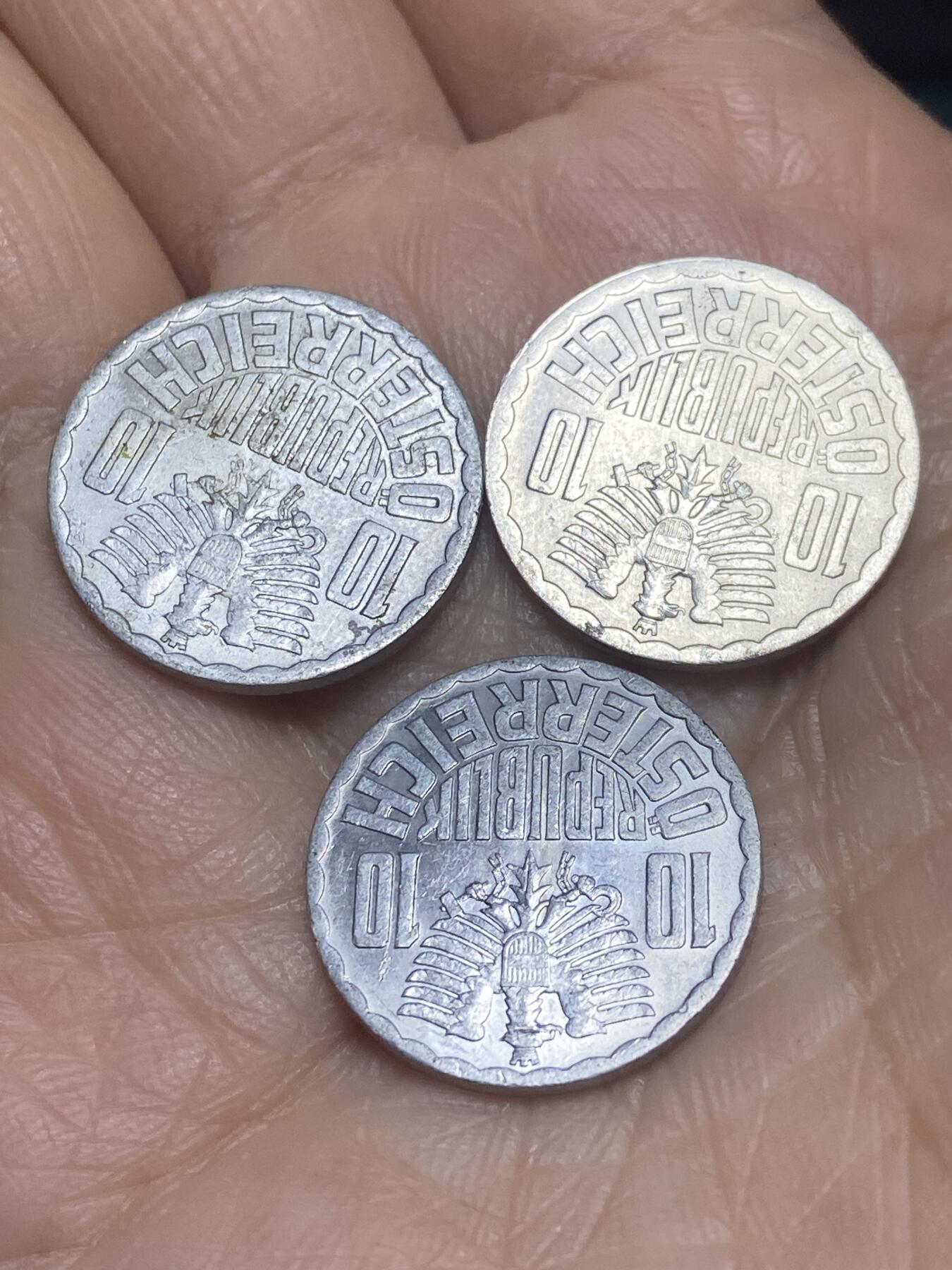 2025年第一百二十四场(总第一百五十场）外国好品散币(免佣金) 奥地利🇦🇹3枚：1959年63年90年10格罗申