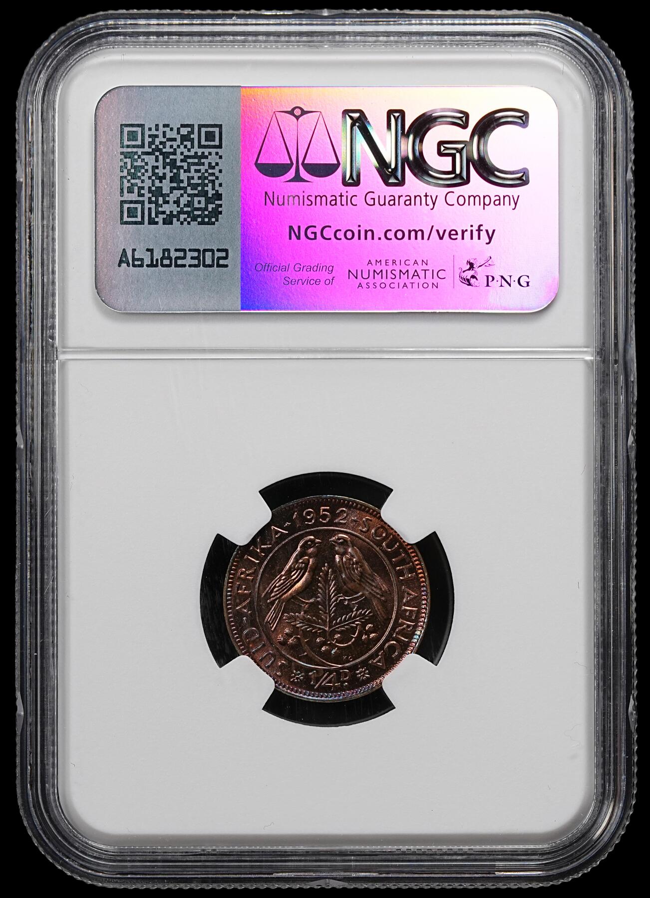 修遠堂世界钱币第九十二期 NGC PF65RB 1952年南非1/4便士精制铜币 
