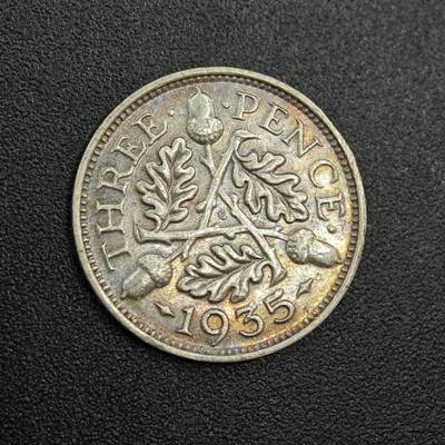 【淘币小摊】实时拍第七百九十拍   散币场   满百包邮可预留二周 每周一统一发货   - 英国1935年乔治五世3便士银币