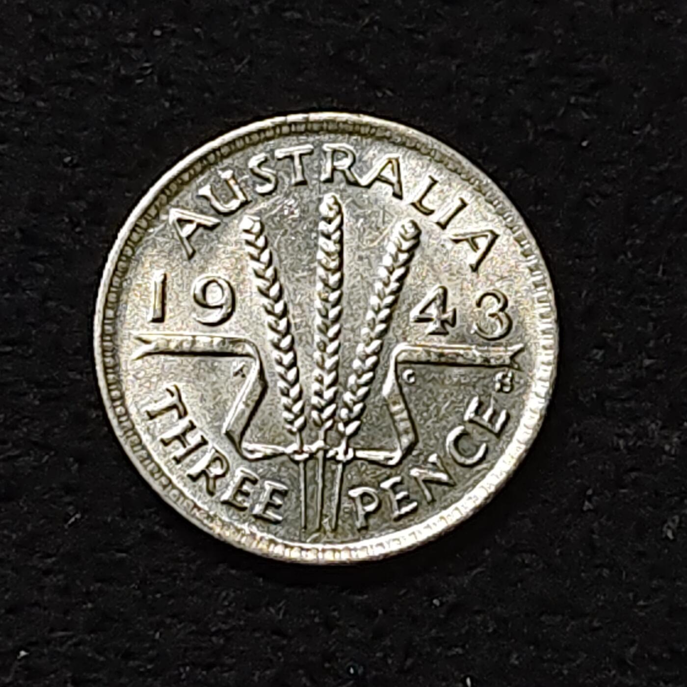 【全场包邮】纯粹捡漏拍474场（免费代拍第11场） 澳大利亚1943年乔治六世3便士银币