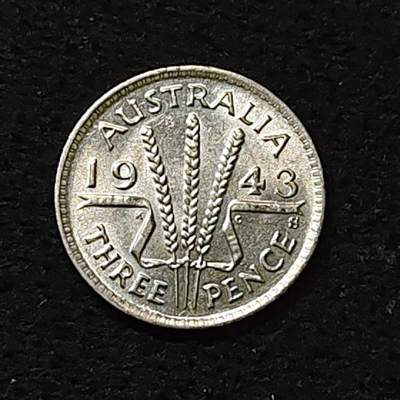 【全场包邮】纯粹捡漏拍474场（免费代拍第11场） - 澳大利亚1943年乔治六世3便士银币