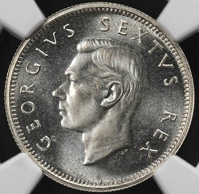 修遠堂世界钱币第九十二期 - NGC PF66 1952年南非6便士精制银币