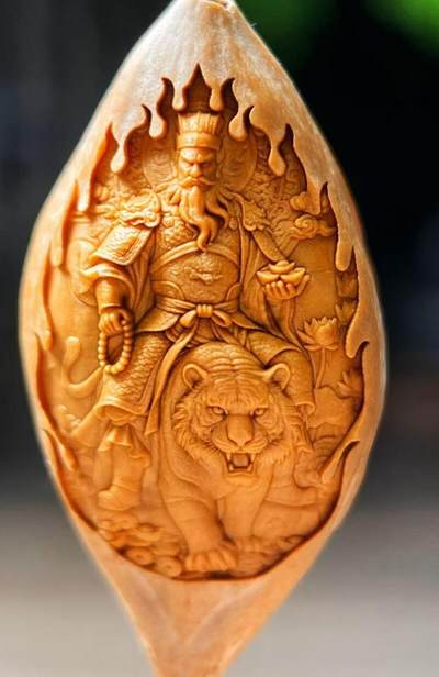 听雨轩（二十）竹雕 核雕专场 - 橄榄核雕2.0赵公明 单粒