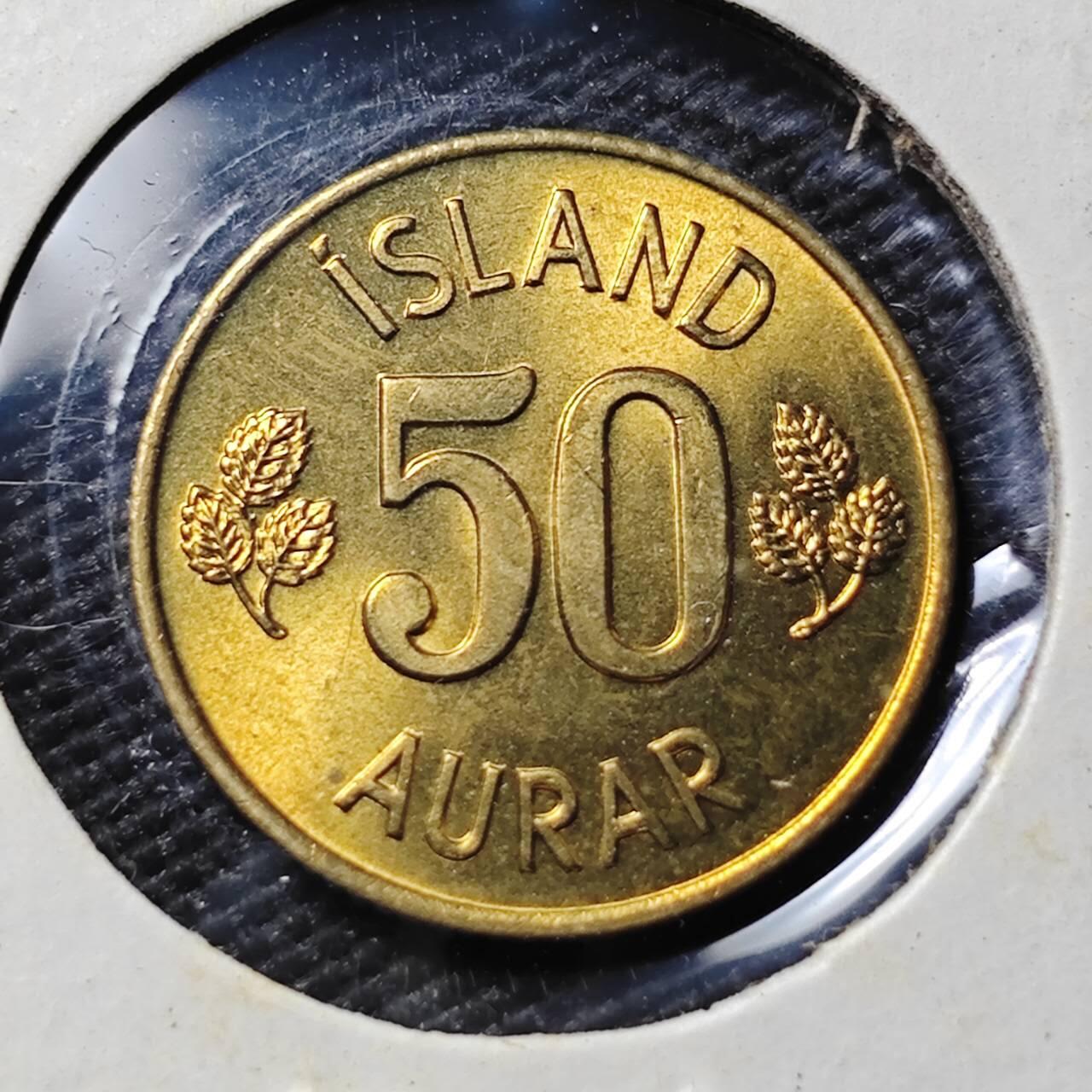 KK钱币收藏小铺  第365场  2月预留时间 周末发货  1974冰岛50分 好品