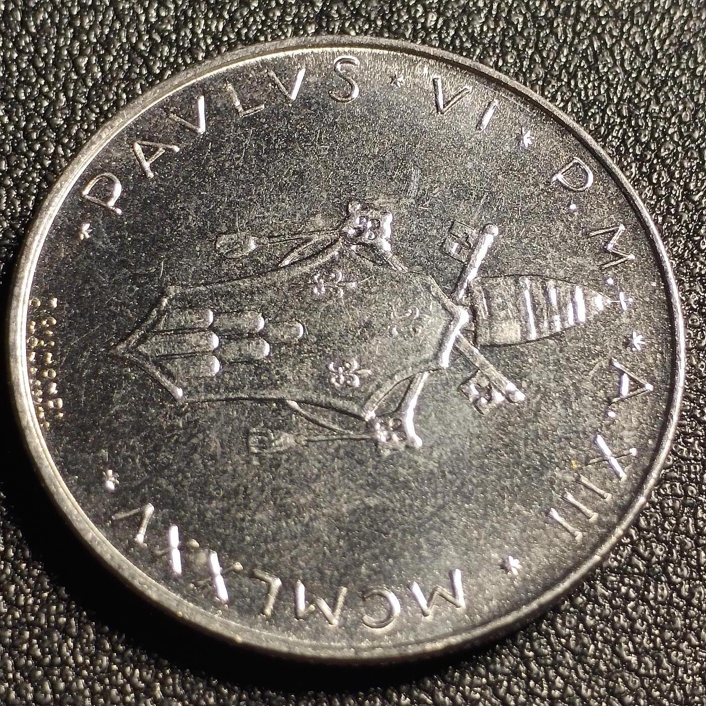 泉币菌-第128场-精品福利场(115场之后的本周末发货，感谢理解) 少见原光 1972年梵蒂冈100里拉不锈钢硬幣 28mm 和平鸽橄榄枝 纪念币铜钱