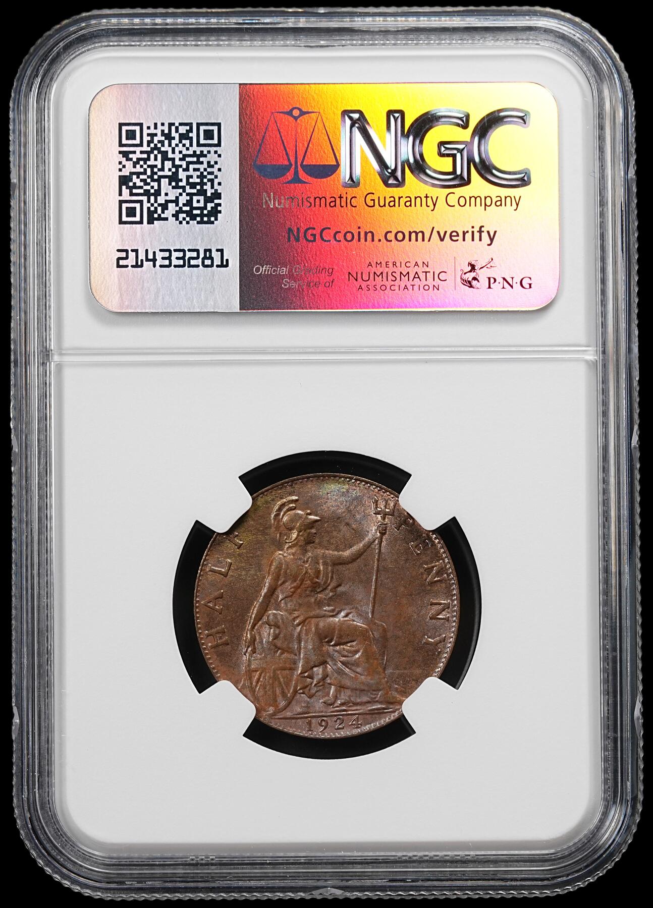 修遠堂世界钱币第九十二期 NGC MS64BN 1924年英国1/2便士