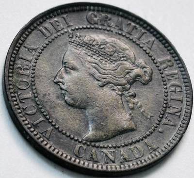 文馨钱币收藏第 279 场，银币，纪念铜章场 长期接收代拍品 - 稀少极美品 1901 年英属加拿大维多利亚女王关门版一分铜币，克书价贵，在国外买品相差的也要几十一个了